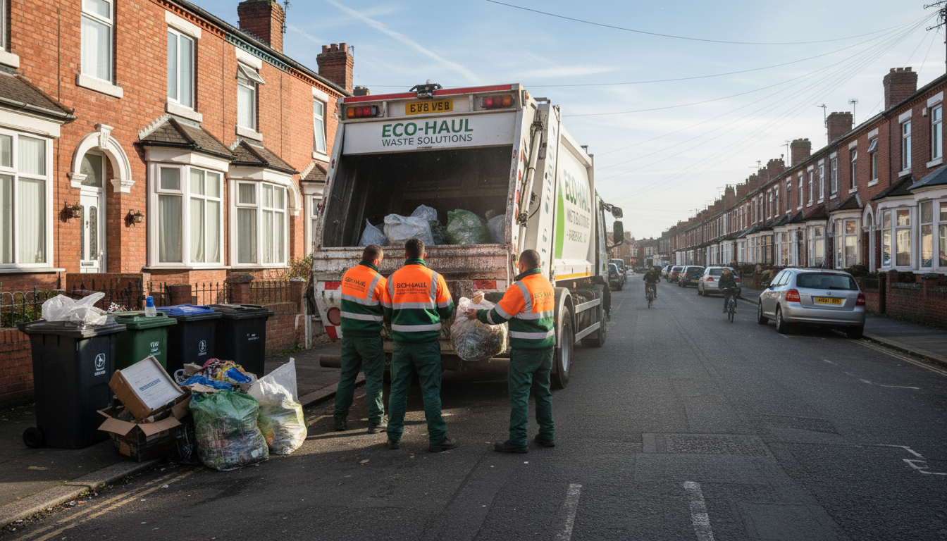 Professional Man And Van Waste Removal team in Sparkbrook loading waste into van