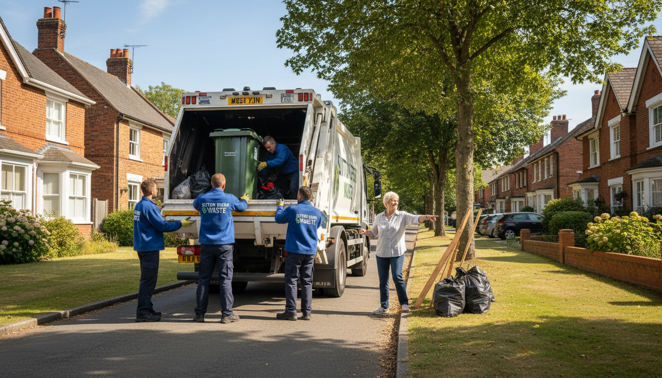 Professional Man And Van Waste Removal team in Sutton Four Oaks loading waste into van