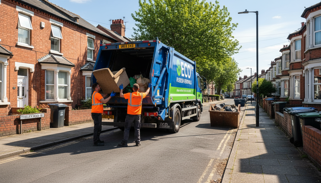 Professional Man And Van Waste Removal team in Tyseley loading waste into van