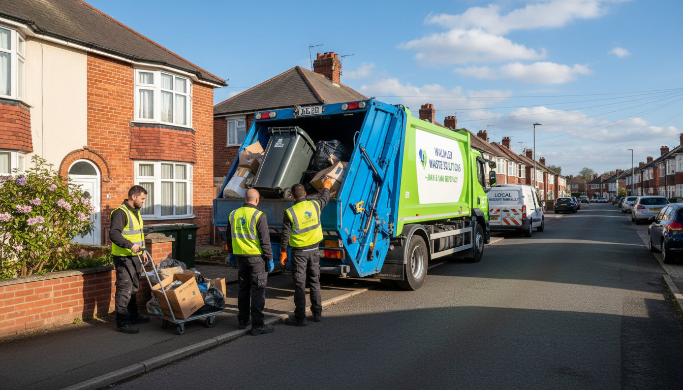 Professional Man And Van Waste Removal team in Walmley loading waste into van