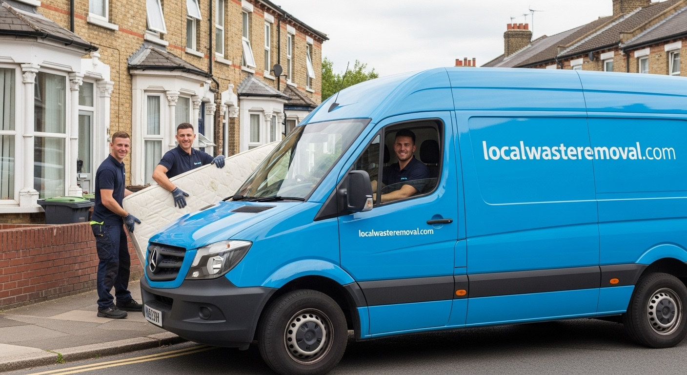 Professional Mattress Removal team in Alum Rock loading waste into van