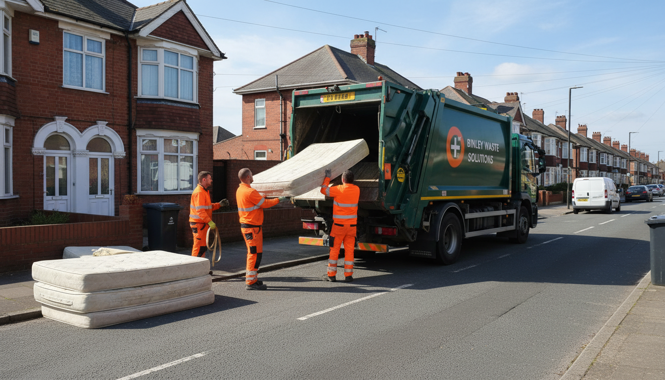 Professional Mattress Removal team in Binley loading waste into van