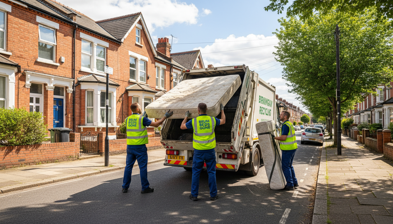 Professional Mattress Removal team in Birmingham loading waste into van