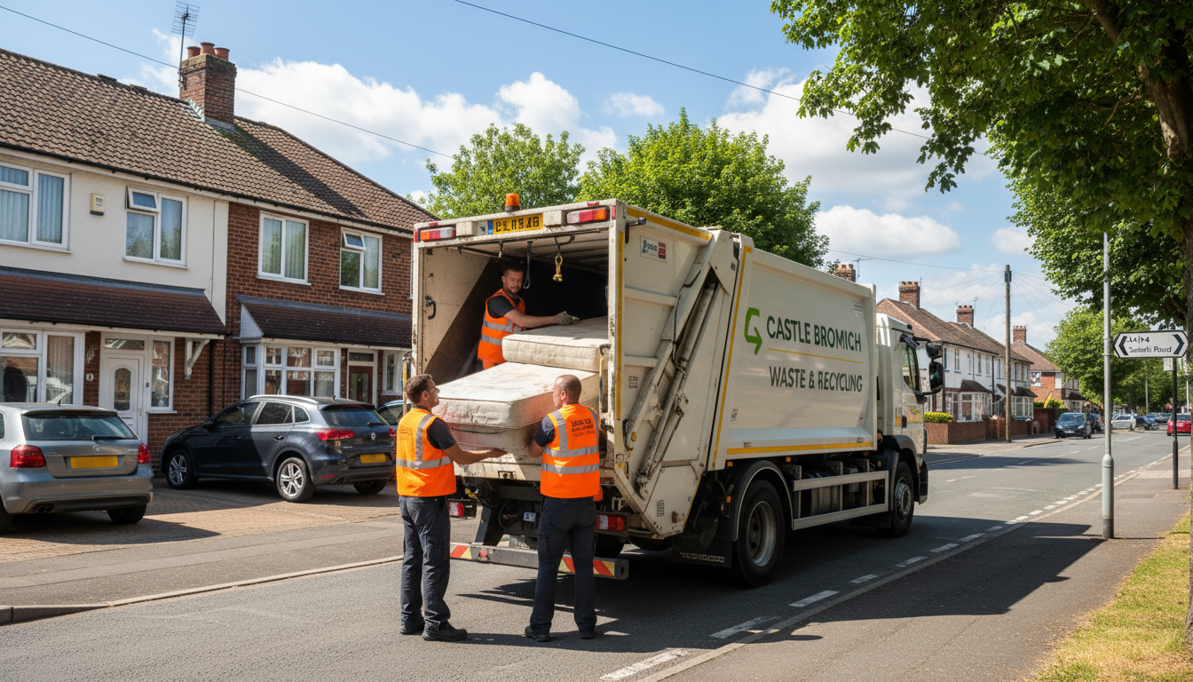 Professional Mattress Removal team in Castle Bromwich loading waste into van