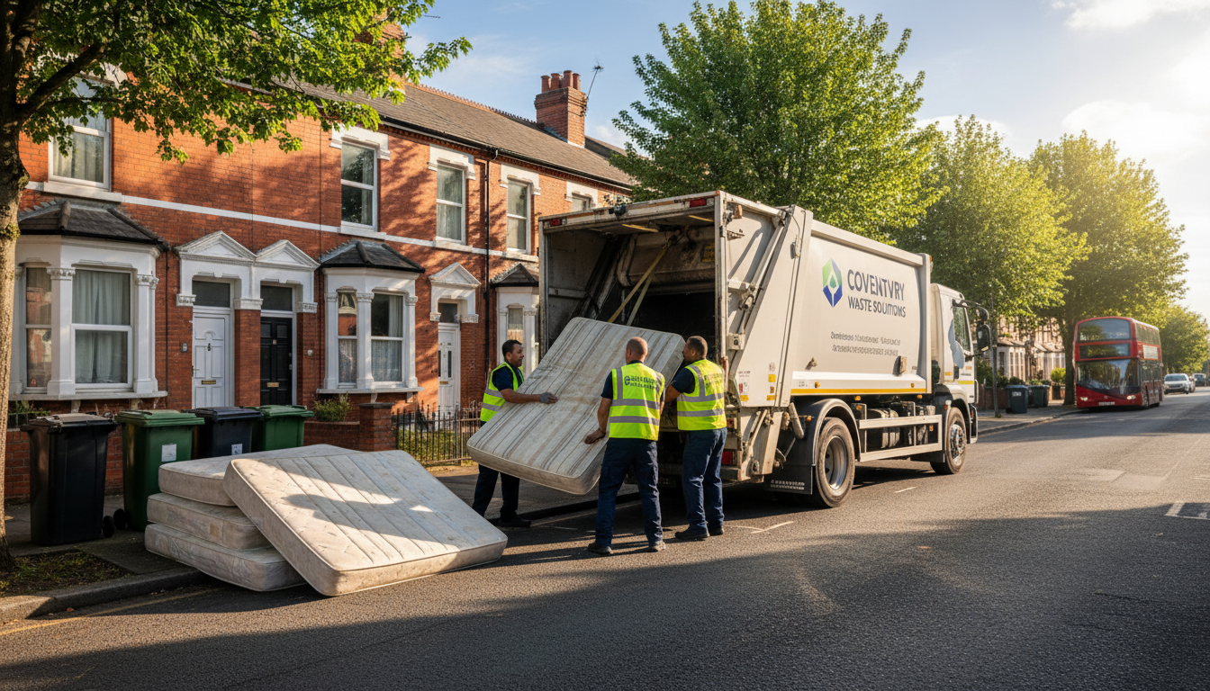 Professional Mattress Removal team in Coventry loading waste into van