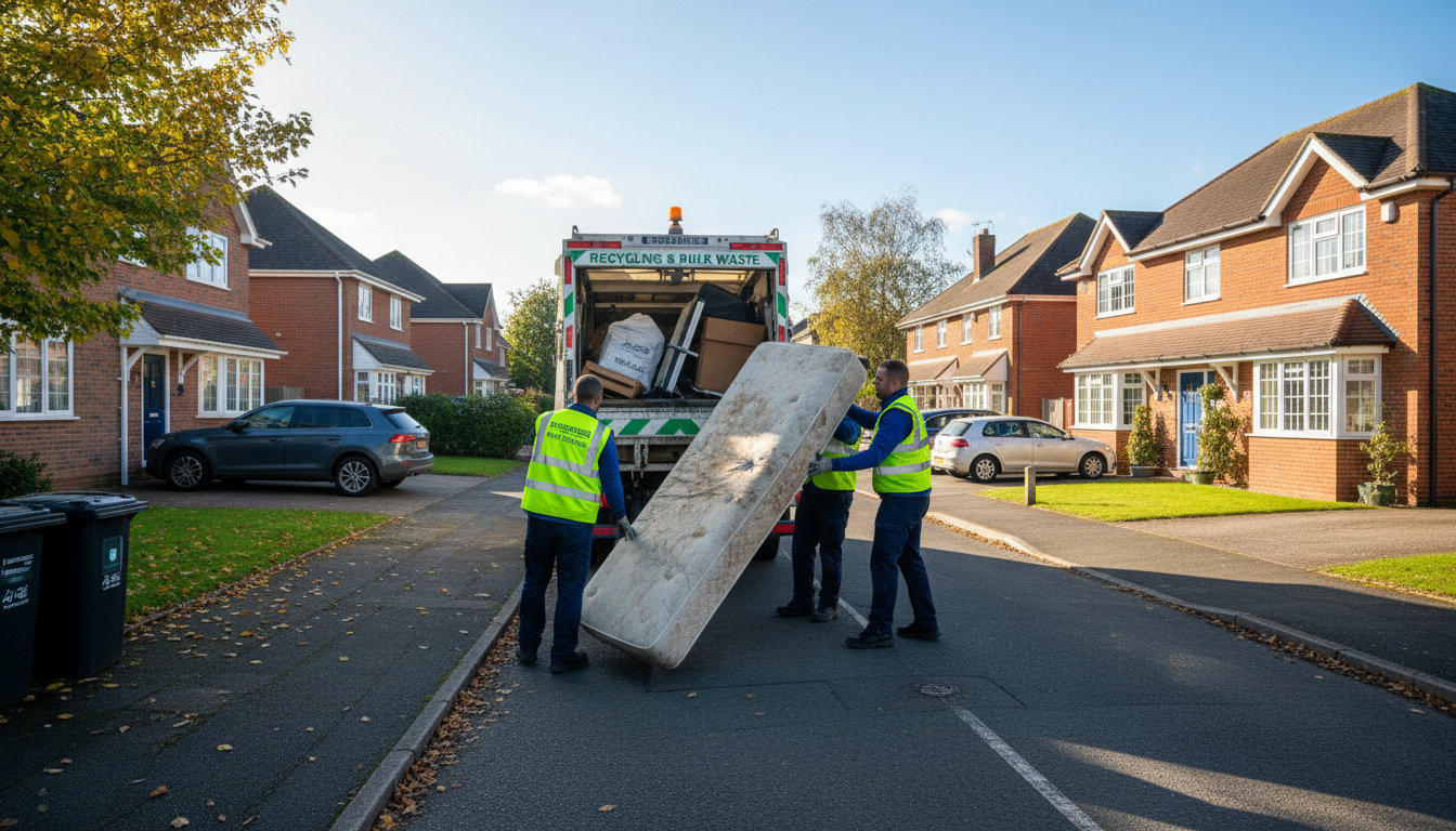 Professional Mattress Removal team in Dorridge loading waste into van