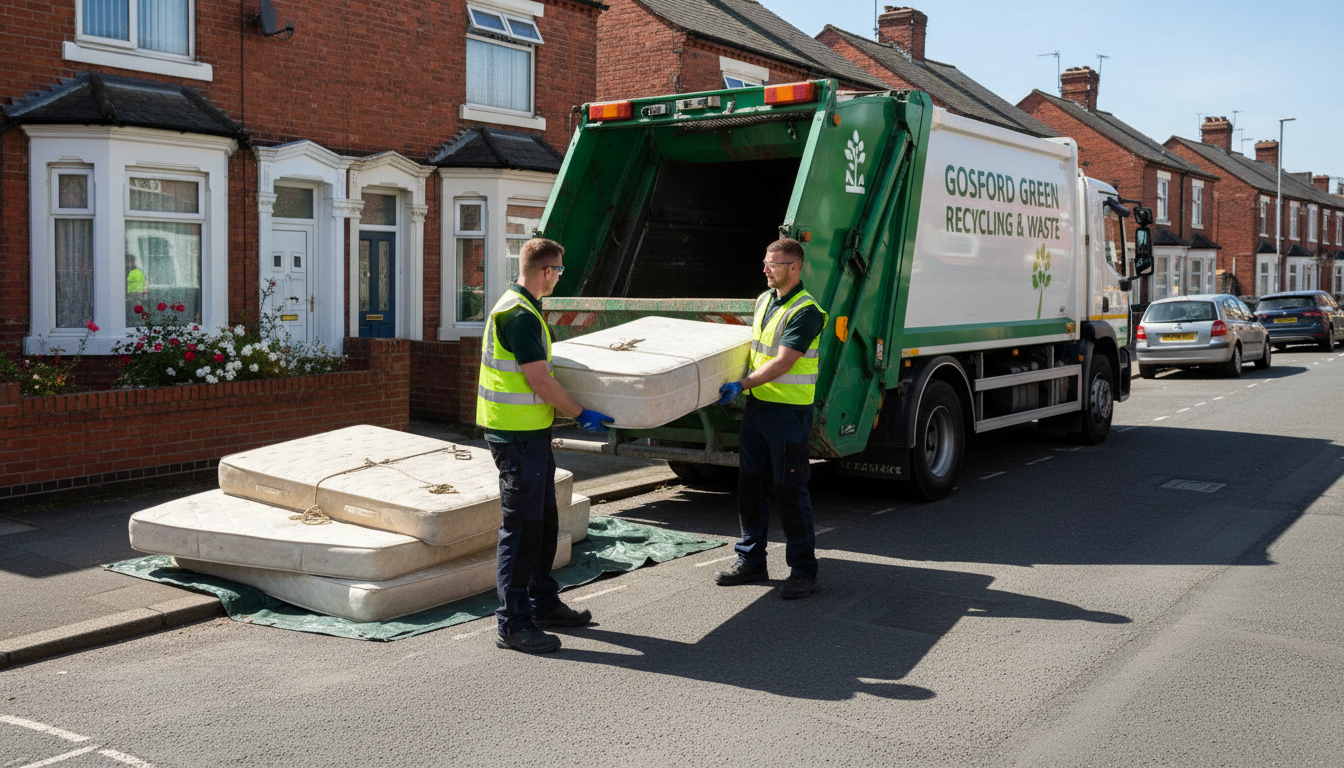 Professional Mattress Removal team in Gosford Green loading waste into van
