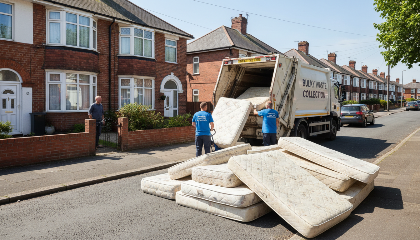 Professional Mattress Removal team in Marston Green loading waste into van