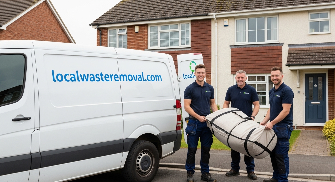 Professional Mattress Removal team in Mere Green loading waste into van