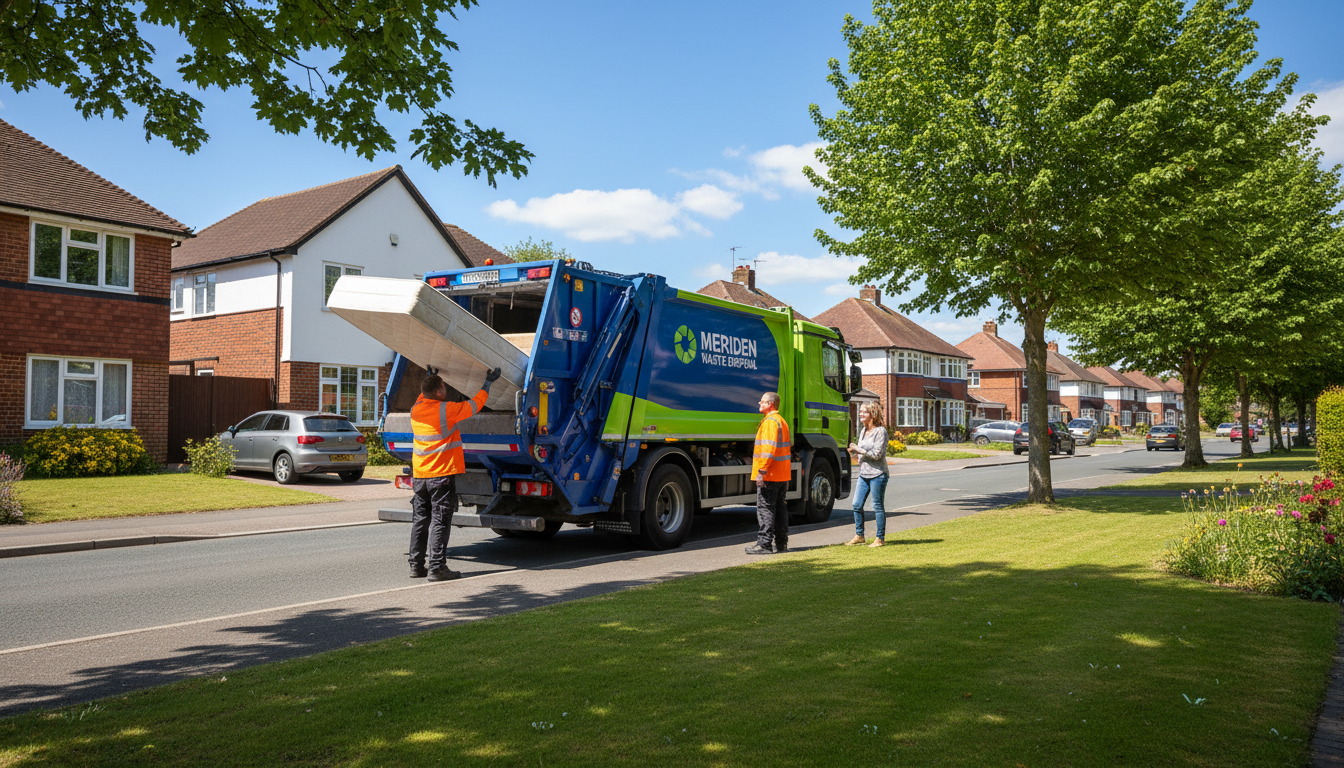 Professional Mattress Removal team in Meriden loading waste into van