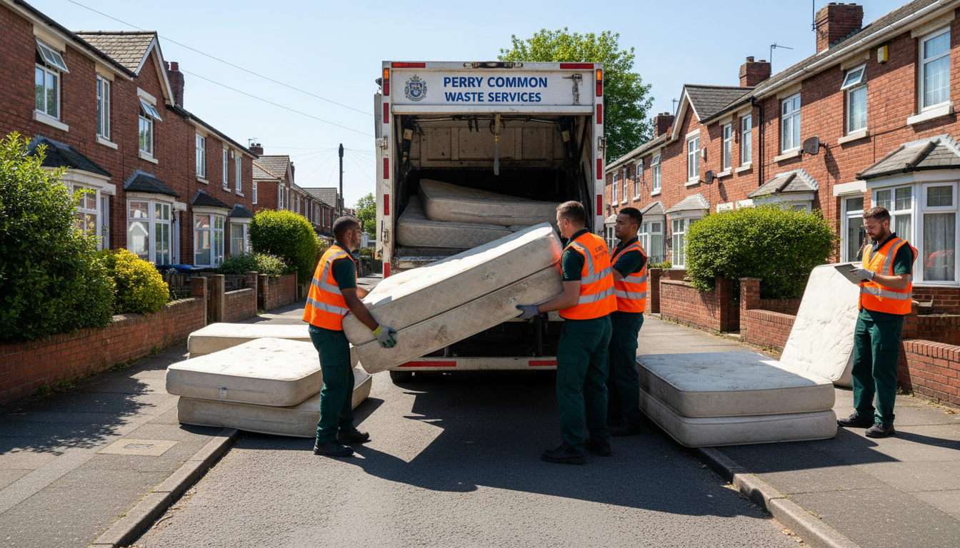 Professional Mattress Removal team in Perry Common loading waste into van