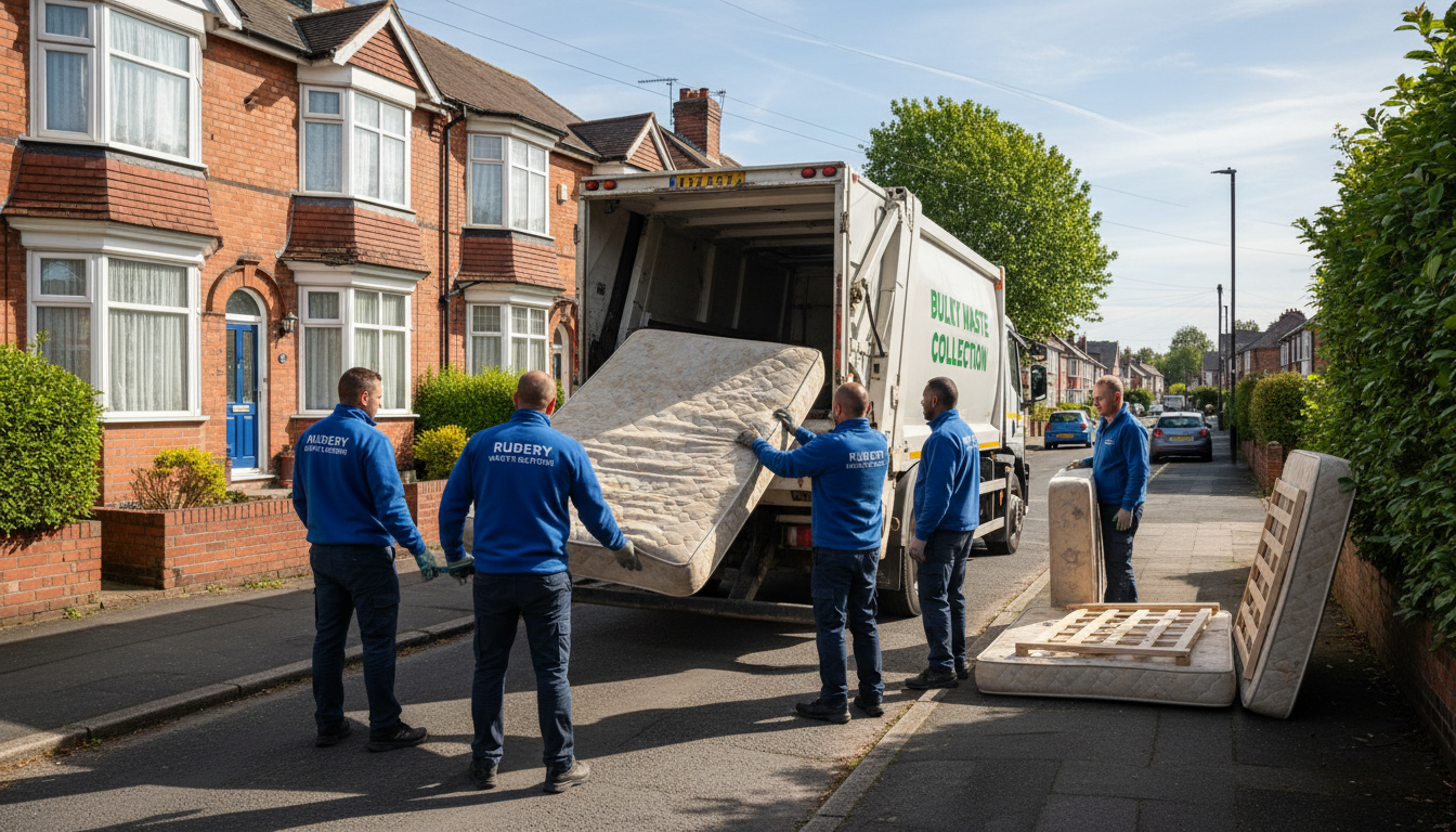 Professional Mattress Removal team in Rubery loading waste into van