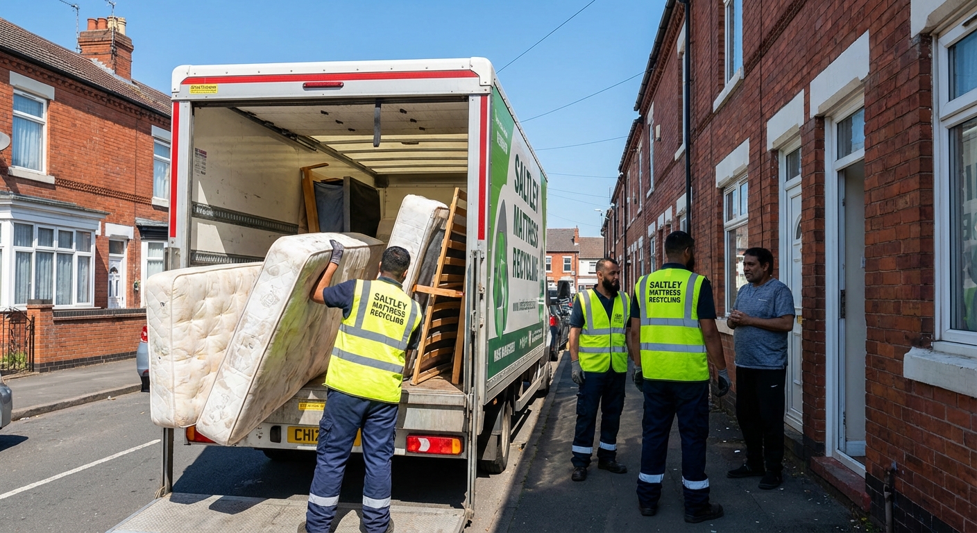 Professional Mattress Removal team in Saltley loading waste into van