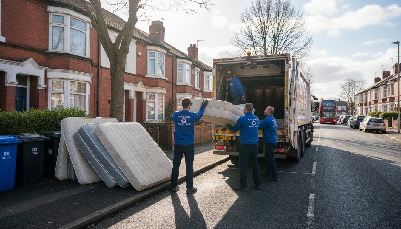 Professional Mattress Removal team in Sandwell loading waste into van