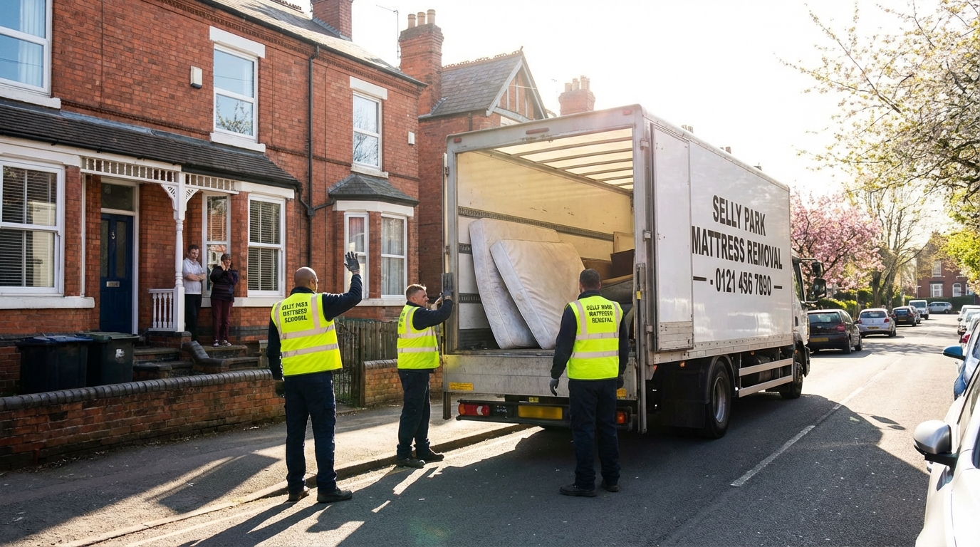 Professional Mattress Removal team in Selly Park loading waste into van