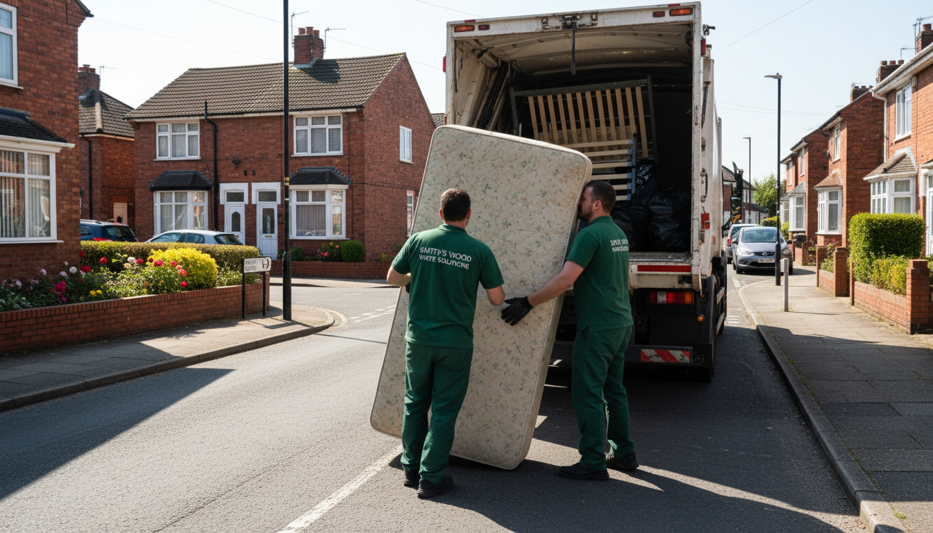 Professional Mattress Removal team in Smith's Wood loading waste into van