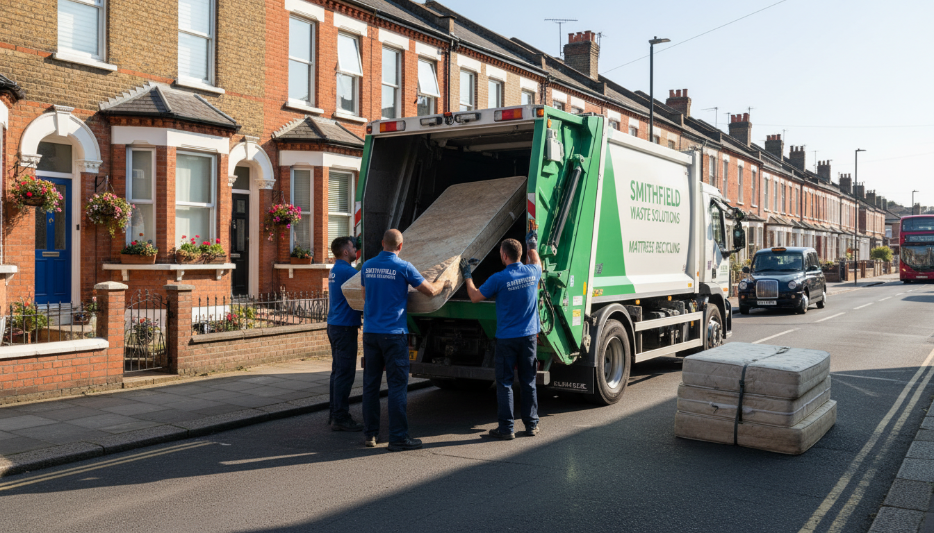 Professional Mattress Removal team in Smithfield loading waste into van