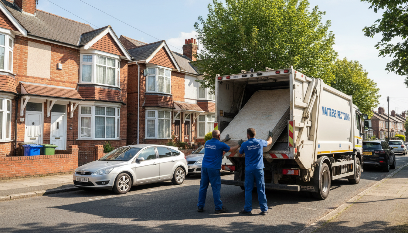 Professional Mattress Removal team in Solihull loading waste into van