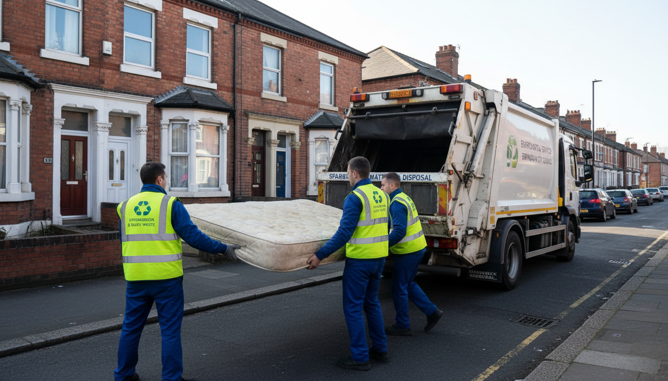 Professional Mattress Removal team in Sparkbrook loading waste into van