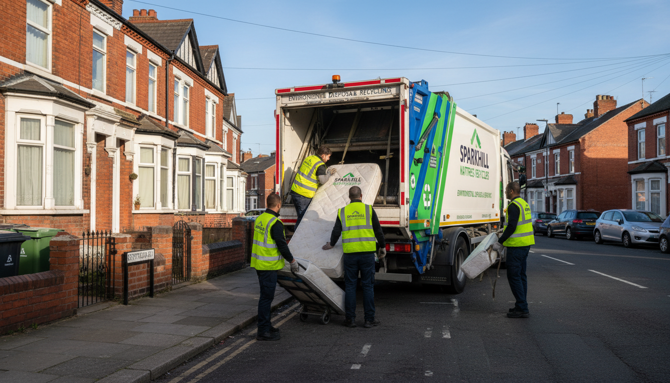 Professional Mattress Removal team in Sparkhill loading waste into van