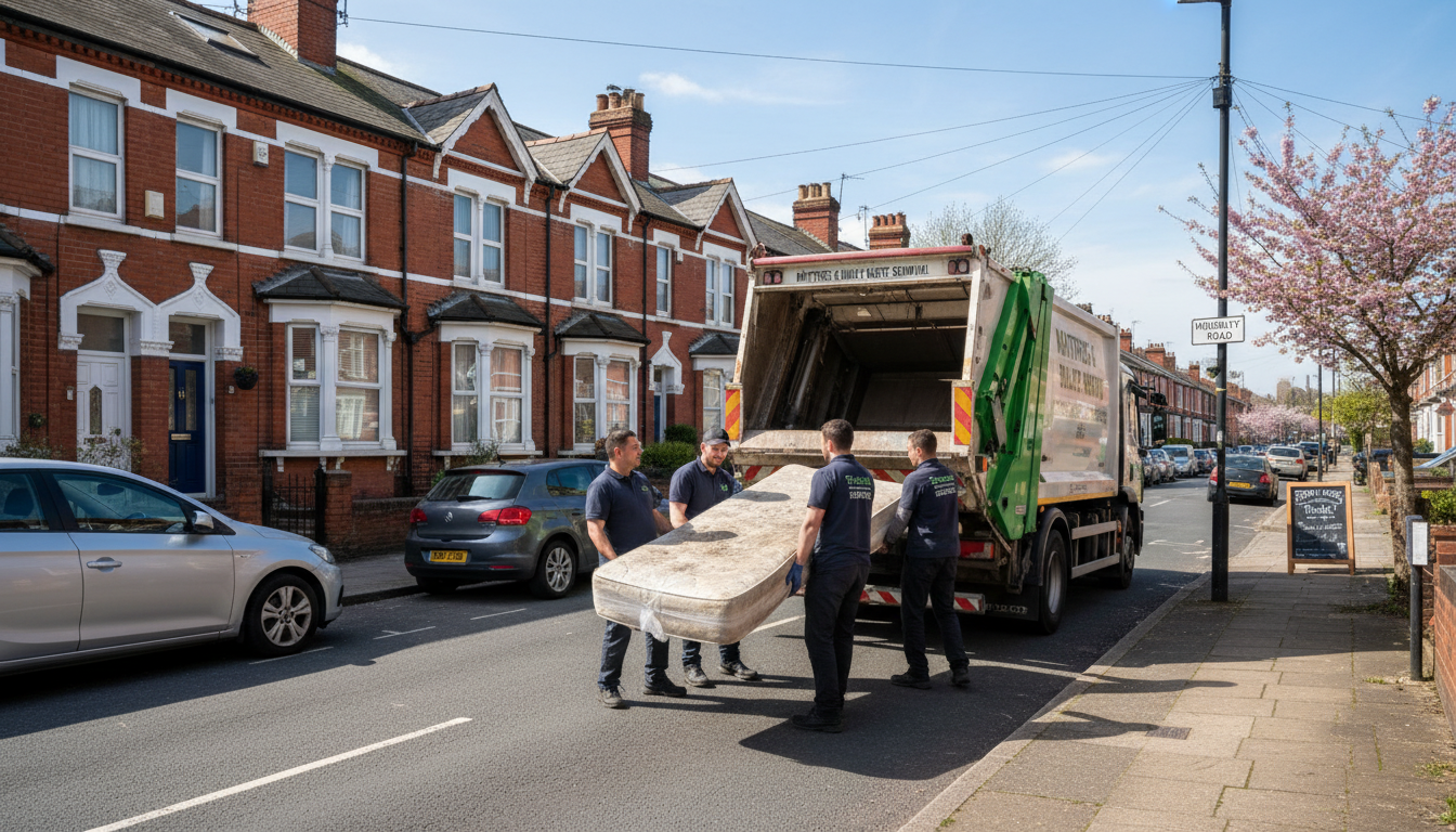 Professional Mattress Removal team in Stirchley loading waste into van