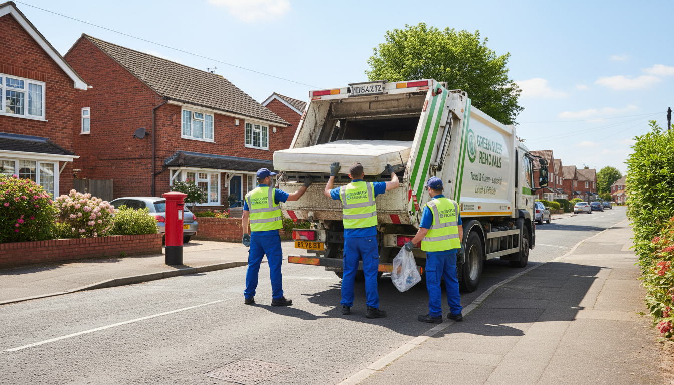 Professional Mattress Removal team in Tidbury Green loading waste into van