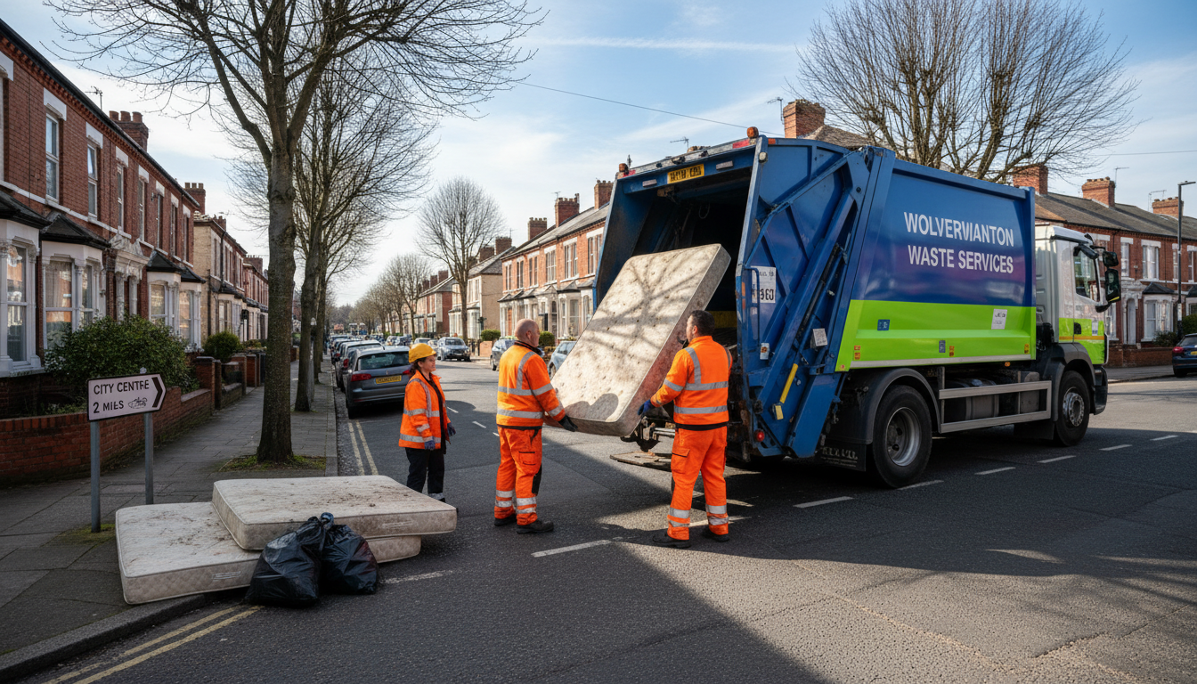 Professional Mattress Removal team in Wolverhampton loading waste into van