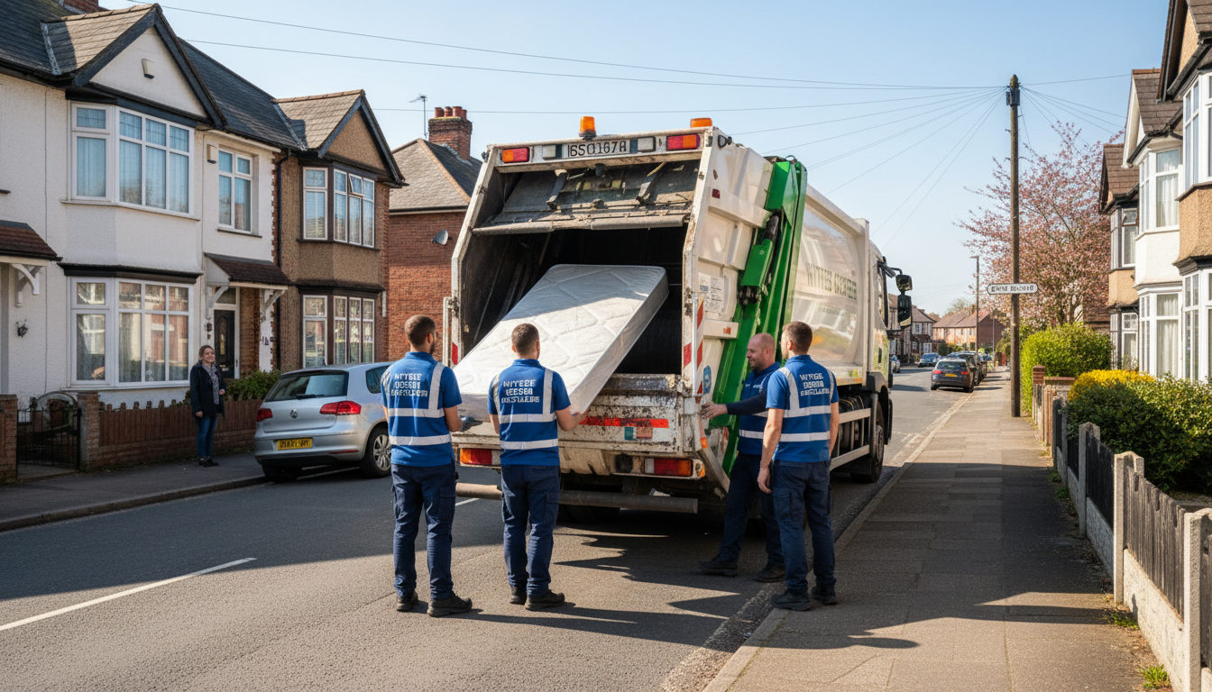 Professional Mattress Removal team in Wylde Green loading waste into van