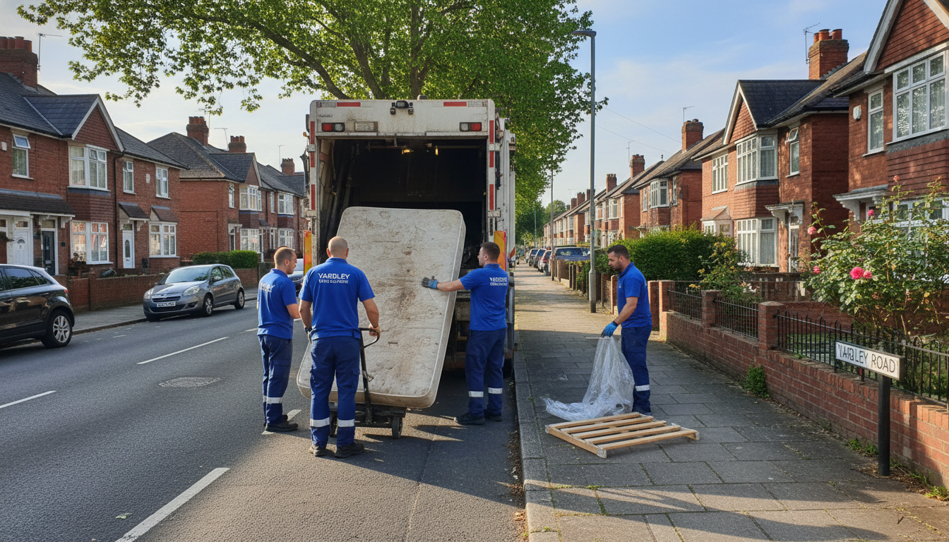 Professional Mattress Removal team in Yardley loading waste into van