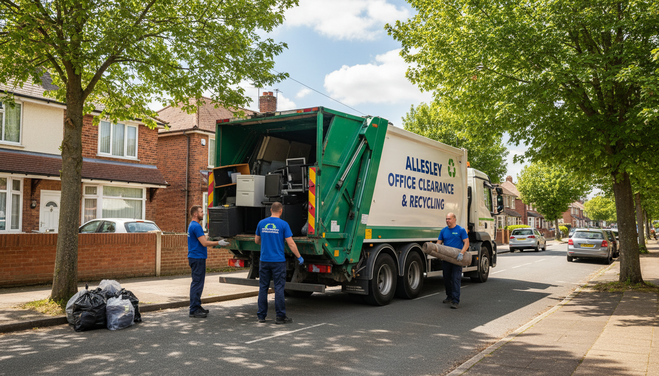 Professional Office Clearance team in Allesley loading waste into van