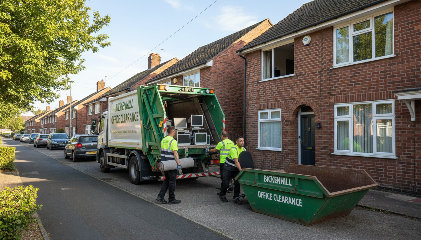Professional Office Clearance team in Bickenhill loading waste into van