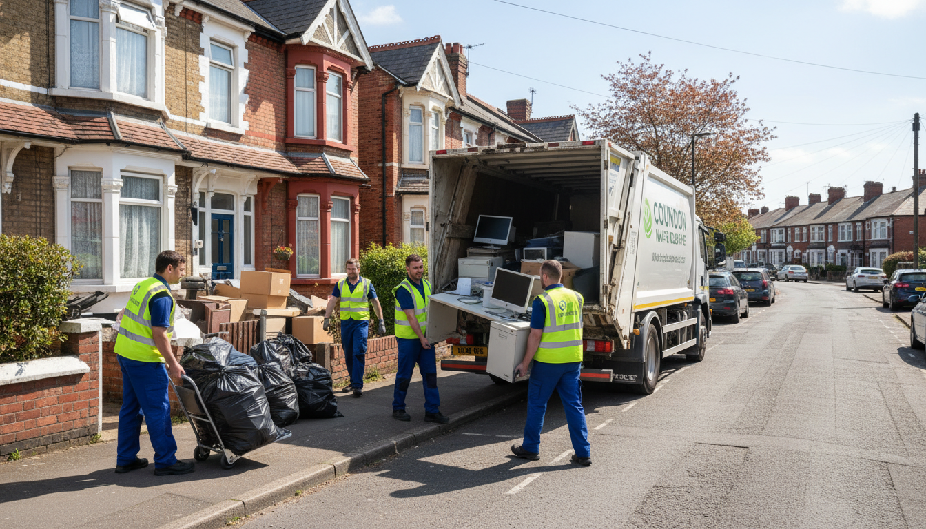 Professional Office Clearance team in Coundon loading waste into van