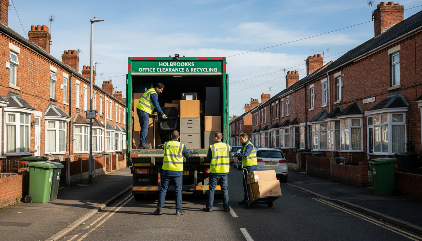 Professional Office Clearance team in Holbrooks loading waste into van