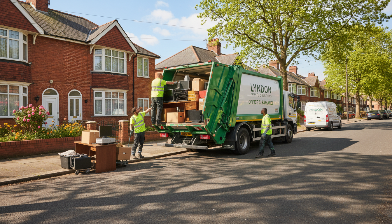 Professional Office Clearance team in Lyndon loading waste into van