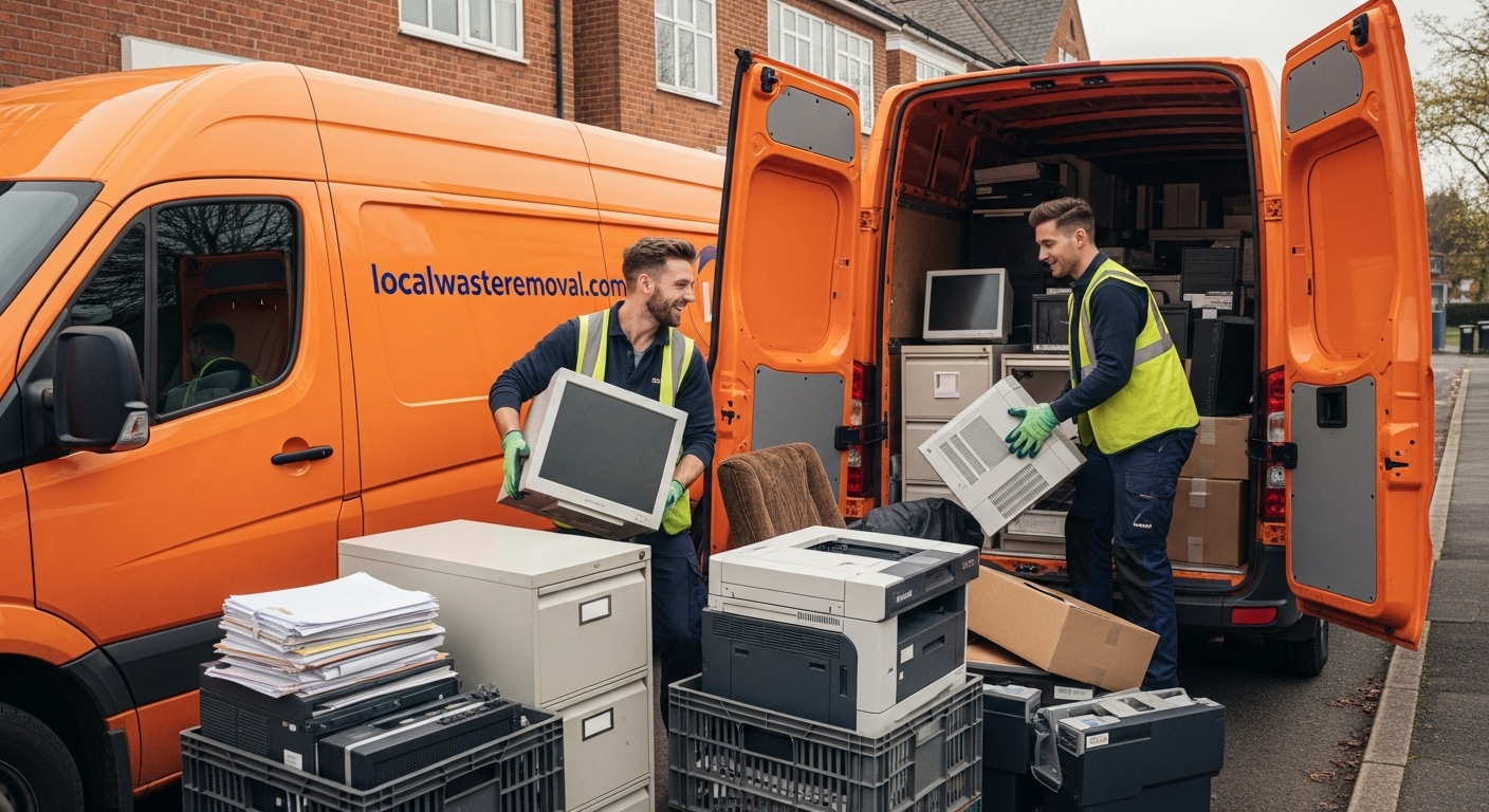 Professional Office Clearance team in Moseley loading waste into van