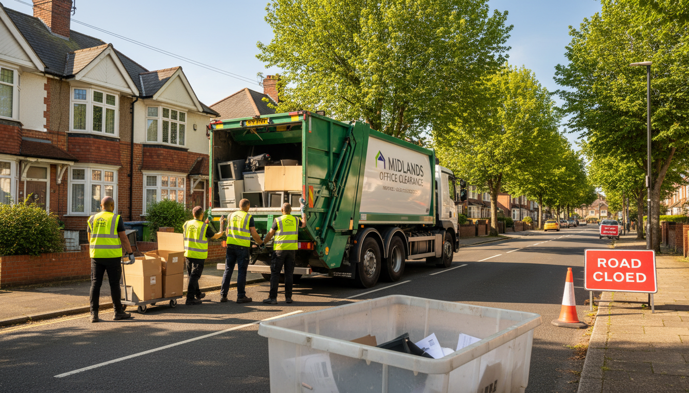Professional Office Clearance team in Quinton loading waste into van