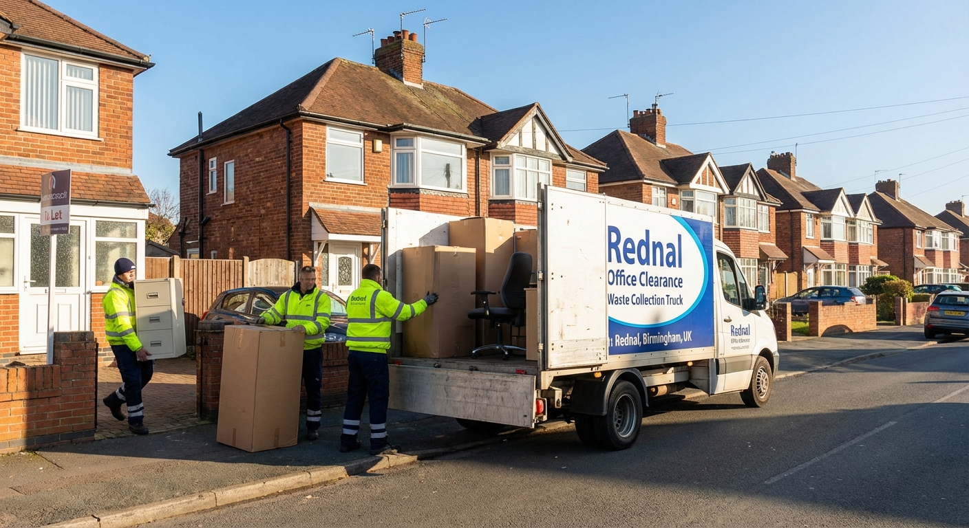 Professional Office Clearance team in Rednal loading waste into van
