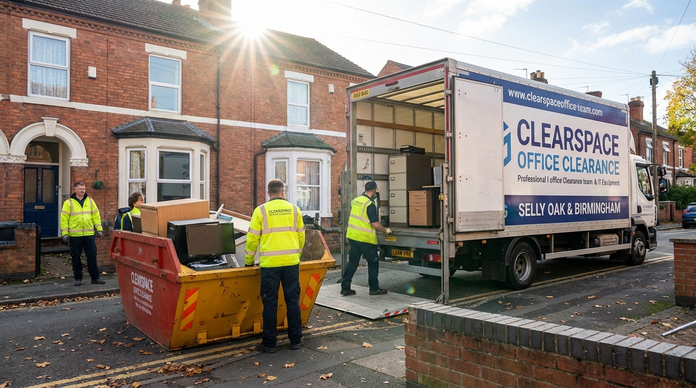 Professional Office Clearance team in Selly Oak loading waste into van