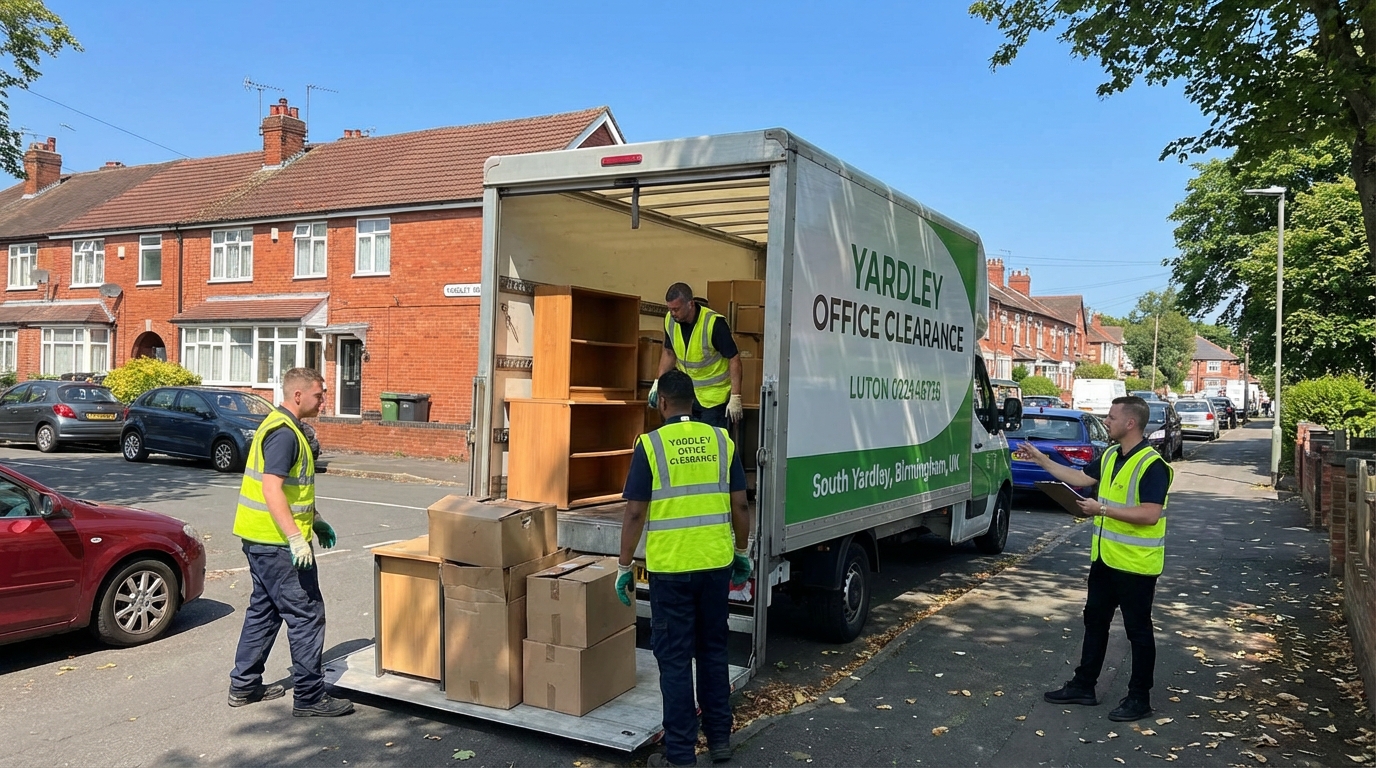 Professional Office Clearance team in South Yardley loading waste into van