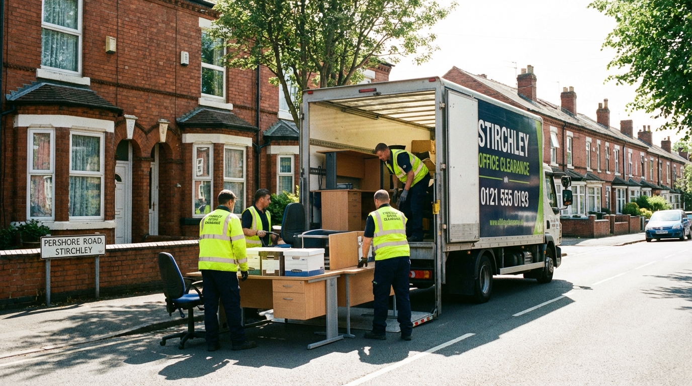 Professional Office Clearance team in Stirchley loading waste into van