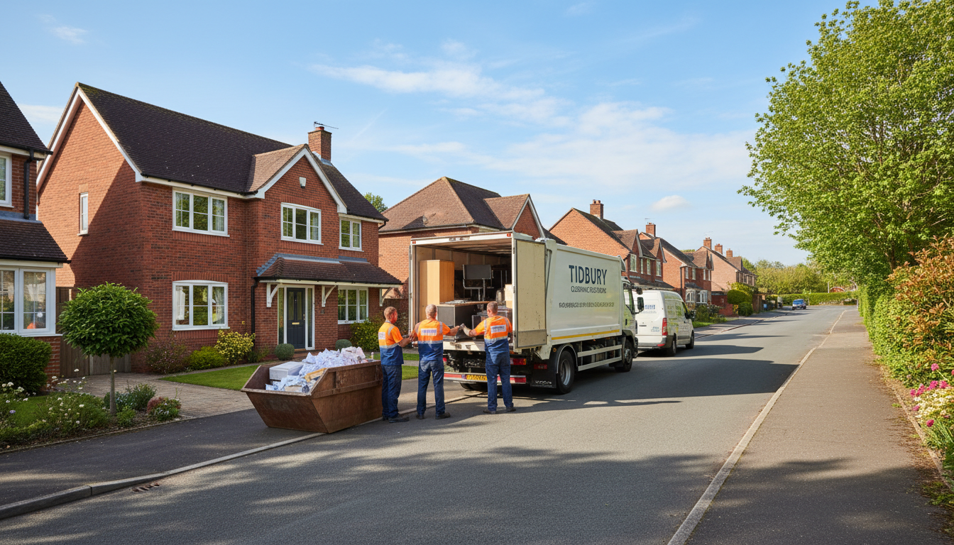 Professional Office Clearance team in Tidbury Green loading waste into van