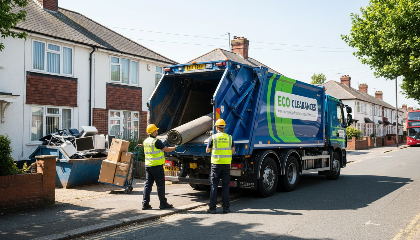 Professional Office Clearance team in Weoley Castle loading waste into van