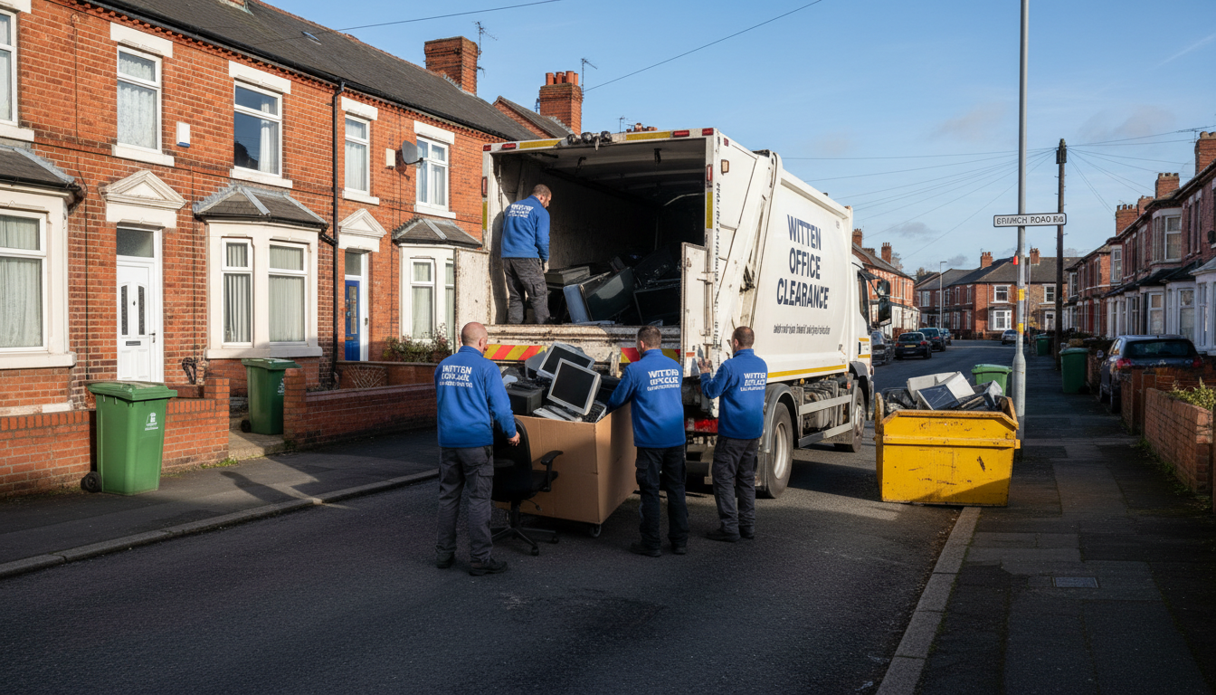 Professional Office Clearance team in Witton loading waste into van