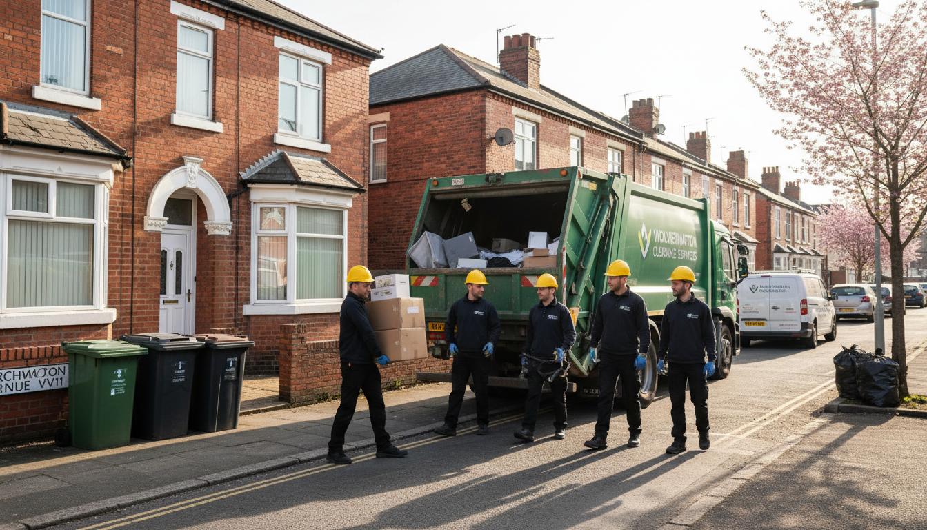 Professional Office Clearance team in Wolverhampton loading waste into van