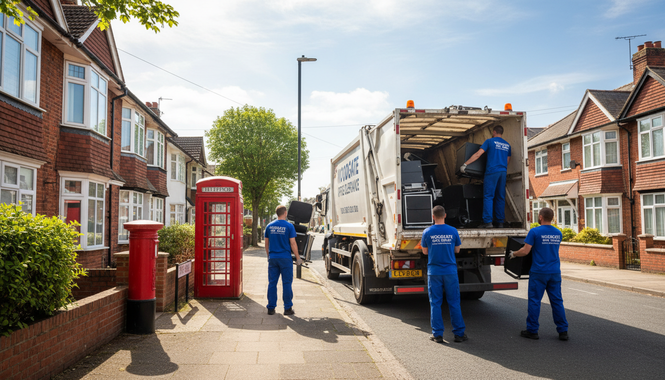 Professional Office Clearance team in Woodgate loading waste into van
