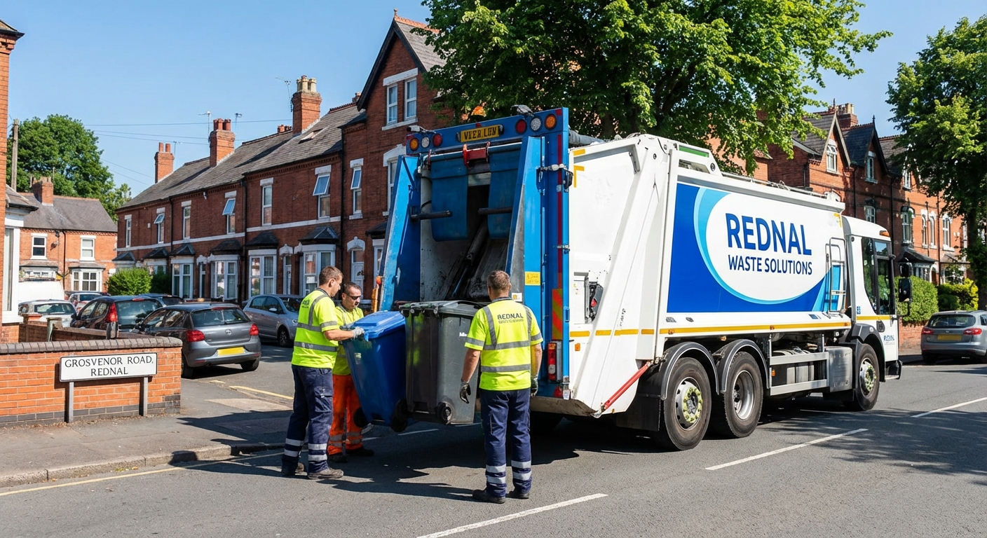 Professional Residential Waste Removal team in Rednal loading waste into van