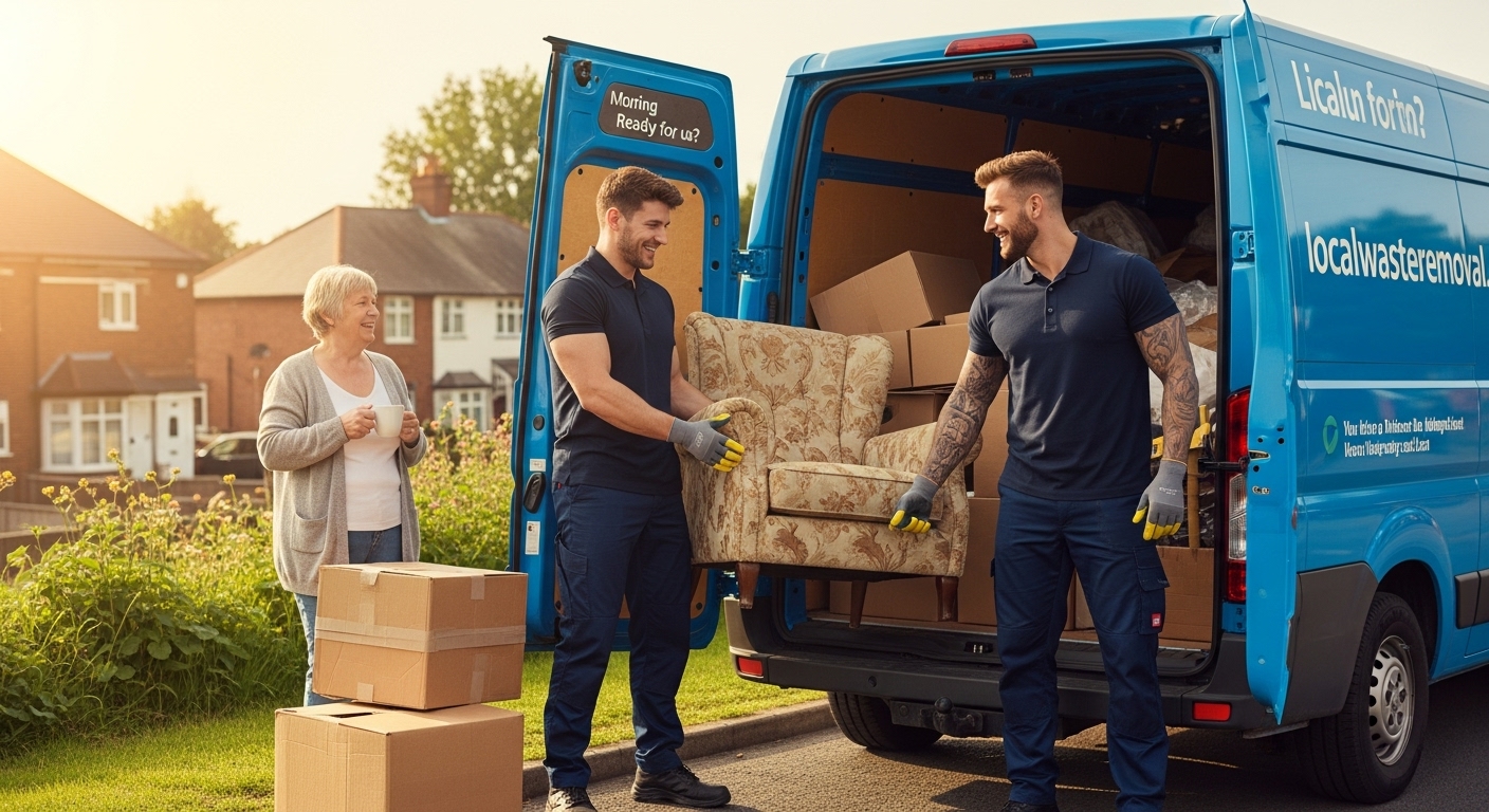 Professional Rubbish Collection team in Birmingham loading waste into van
