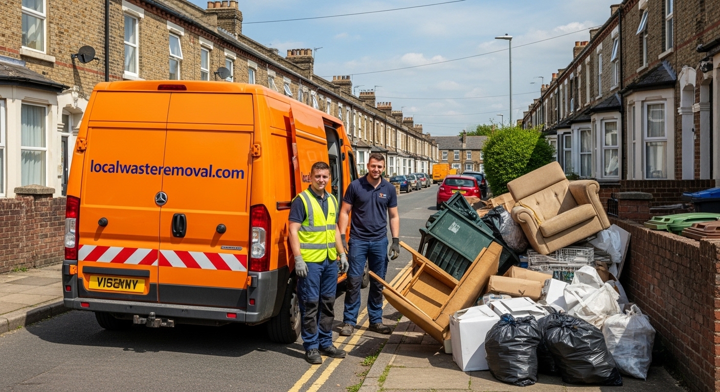 Professional Rubbish Removal team in Alum Rock loading waste into van