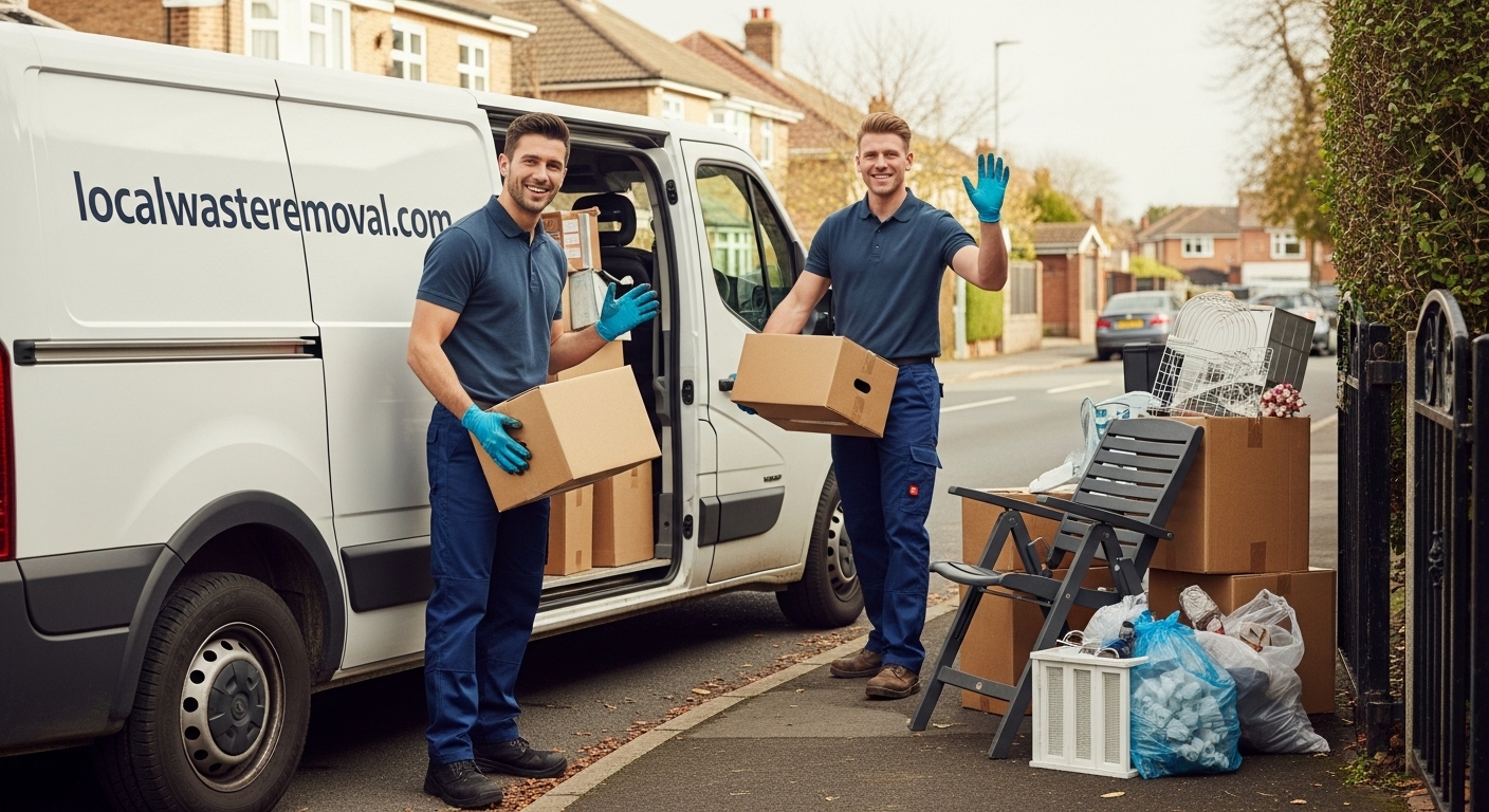 Professional Rubbish Removal team in Aston loading waste into van
