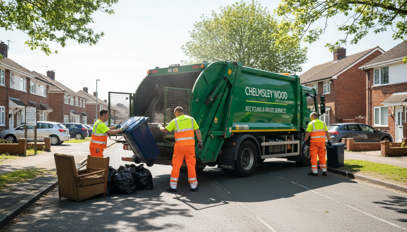 Professional Rubbish Removal team in Chelmsley Wood loading waste into van